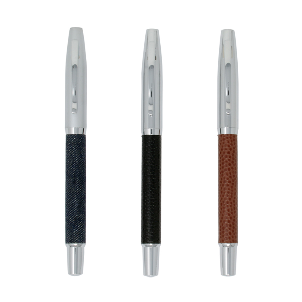 Executive Roller Ball Pen with Denim or Leather Barrel
