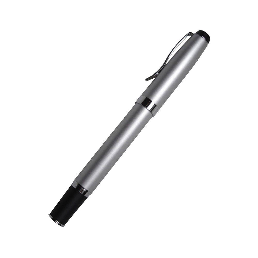 Satin Chrome Roller Ball Pen with Black Grip