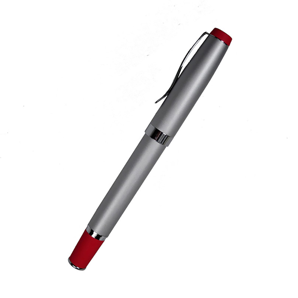 Satin Chrome Roller Ball Pen with Red Grip