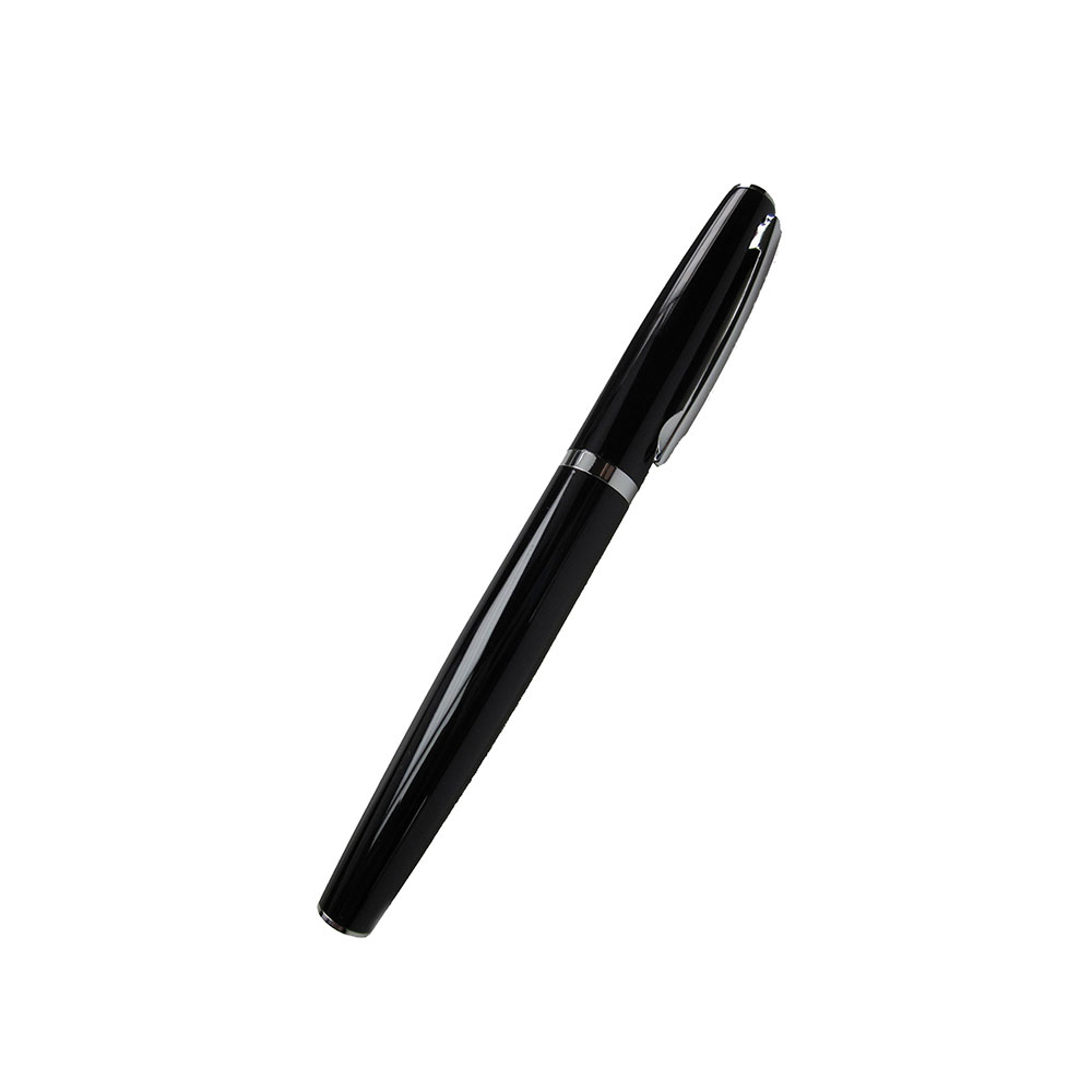 Executive Black Roller Ball Pen with Chrome Accents
