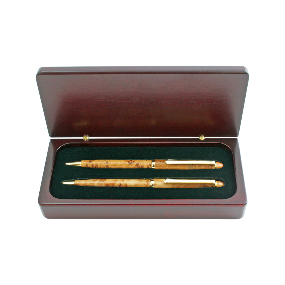 Medium Sized Burl Wood Pen and Pencil Set