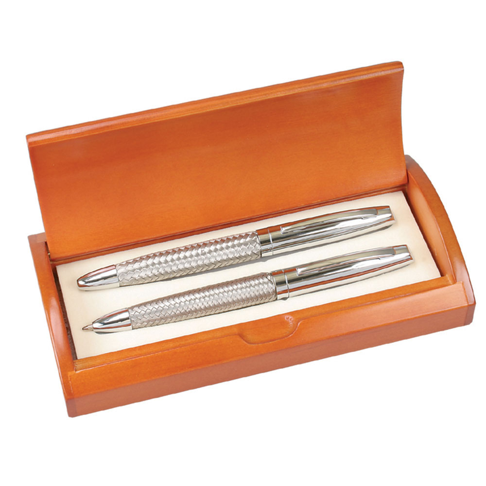 Woven Barrel Ball Pen and Roller Ball Pen Set S6277