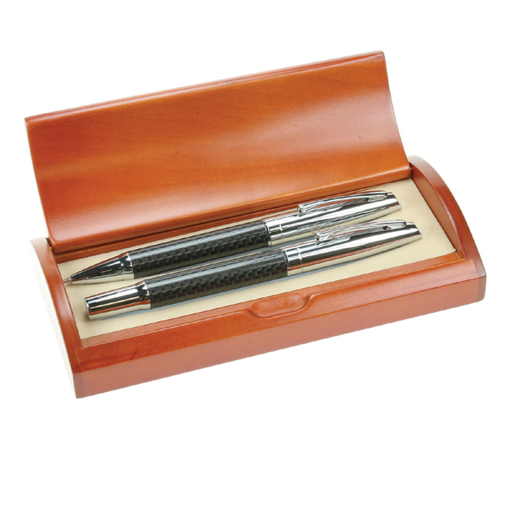 Executive Carbon Fiber Ballpoint and Roller Ball Pen Set