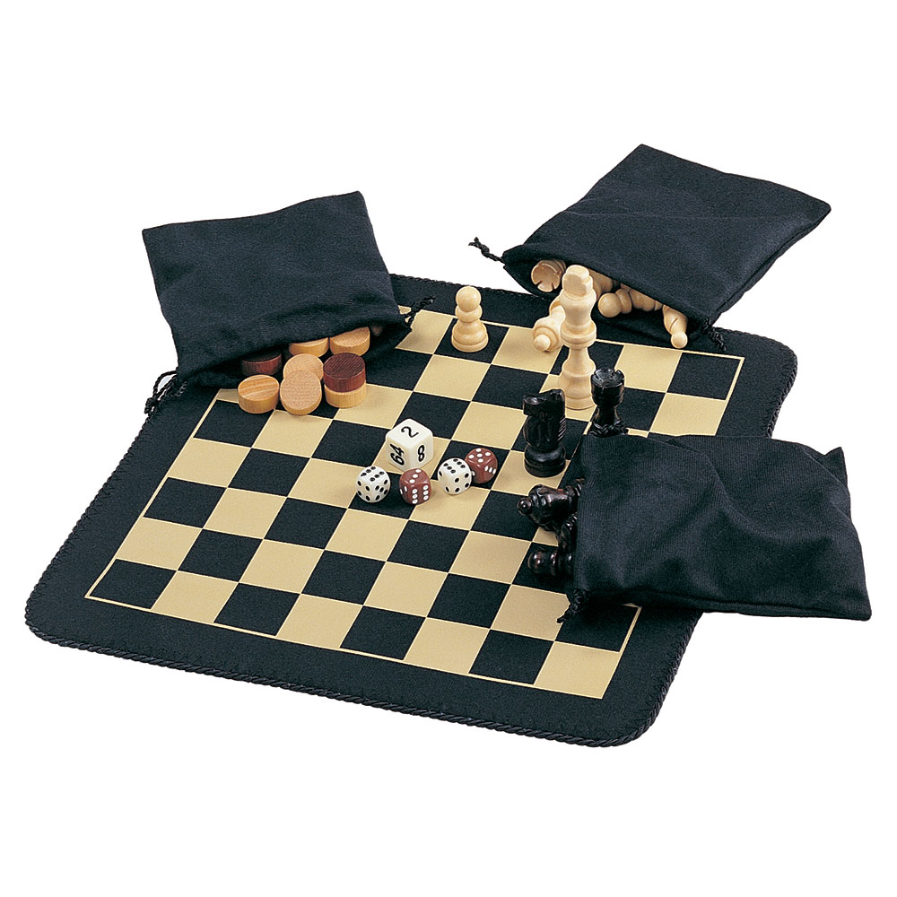 Magnetic Chess, Checker, and Backgammon Roll-Up Board Set