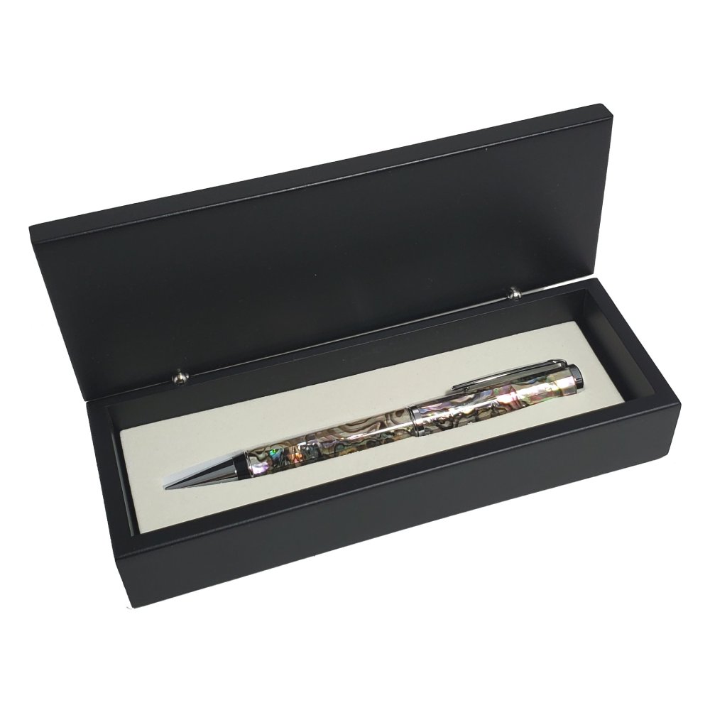 Mother of Pearl Single Ball Pen with Black Wood Box