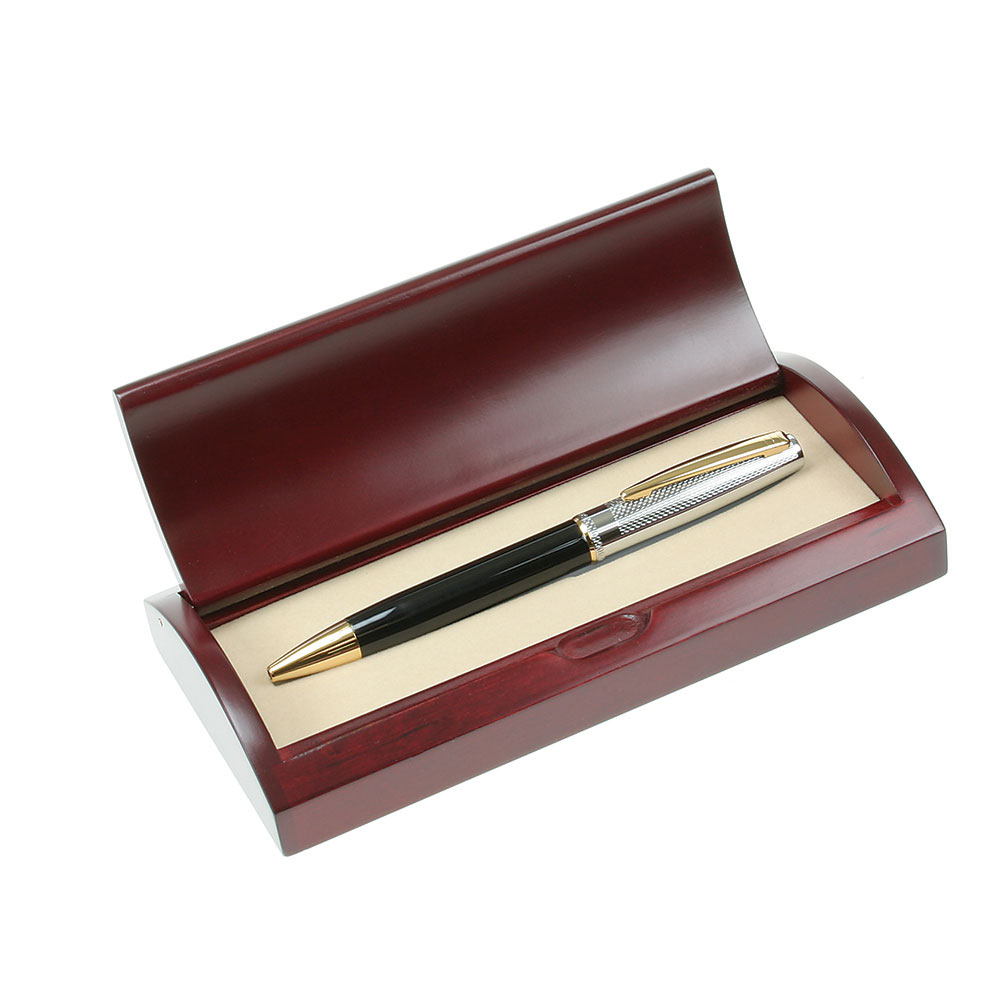Black Executive Ball Pen in Curved Wooden Gift Box VP6282GBK
