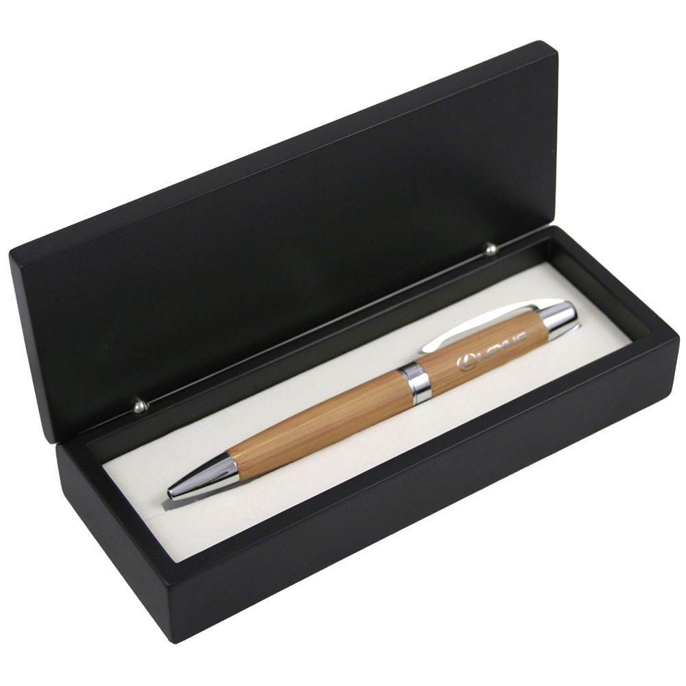 Metal Bamboo Design Ballpoint Pen in Wooden Box VP6442
