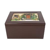 Rosewood Finish Wooden Box with Ceramic Tile Insert